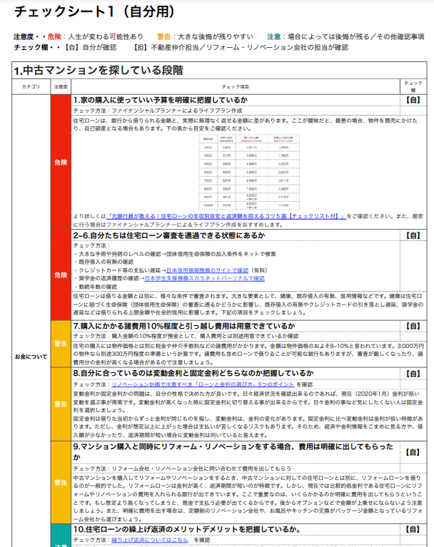 チェックシート（自分用）