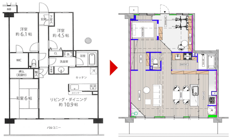 70㎡で費用972万円のリノベーション事例