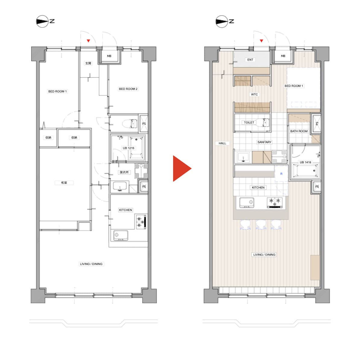 百合ヶ丘の中古マンションのリノベーションビフォーアフター