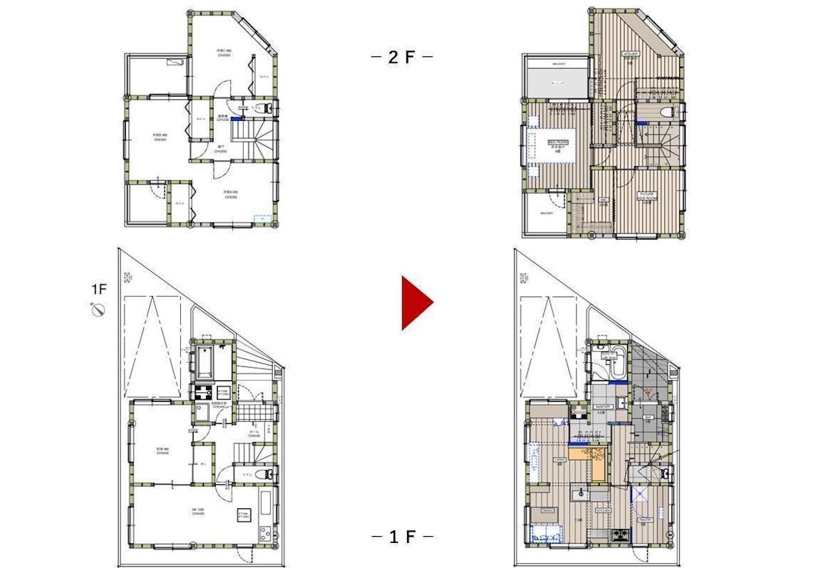 戸建てのリノベーション事例　間取り図