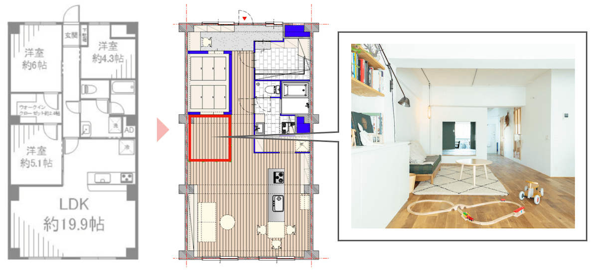 可変性を持たせたリノベーション事例間取り