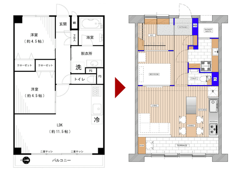 板橋本町の中古マンションのリノベーション・ビフォアアフター