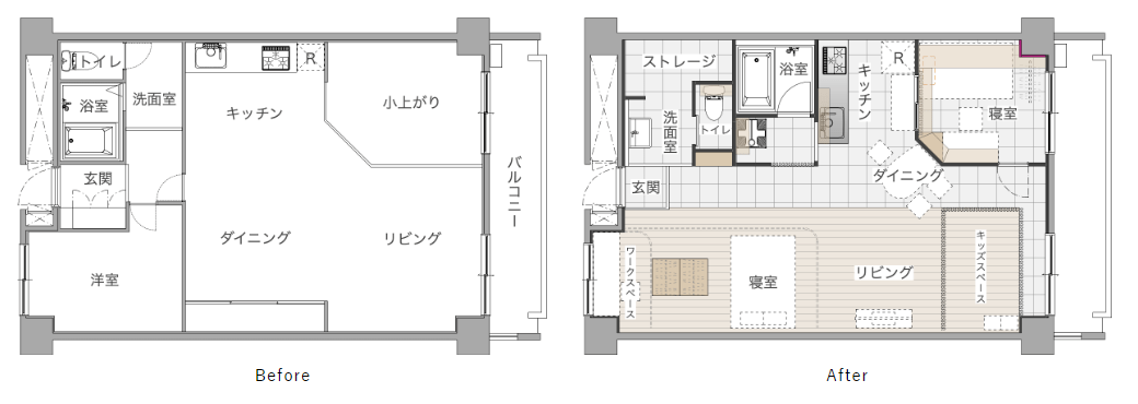 ヒノキの床に癒されるぬくもりリビング_間取り図