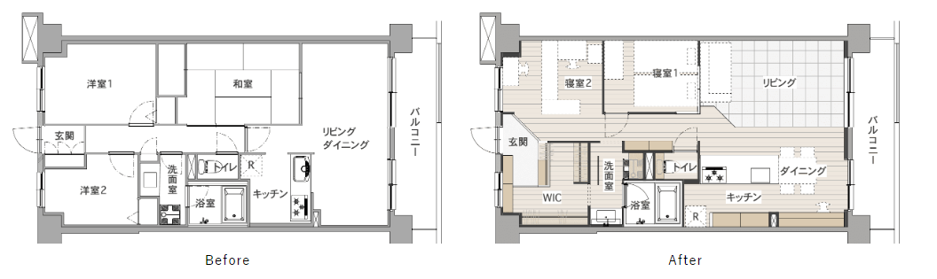 リビングを大胆な土間仕上げに変更_間取り図