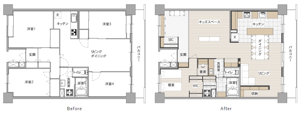 緑に面したカフェのような広々リビング_間取り図