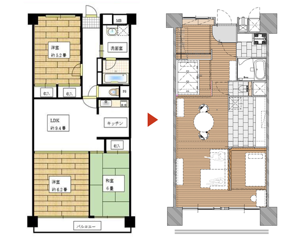 建具使いで風通しや明るさを確保したリビング_間取り図