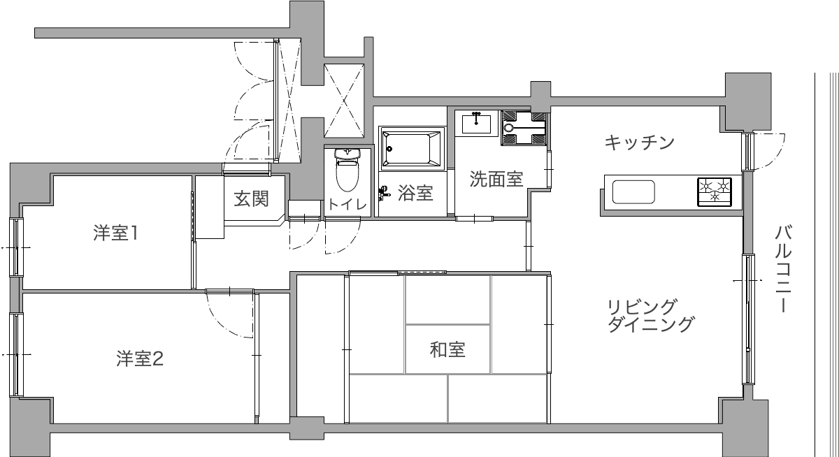 中古マンションのリノベーション前の間取り図