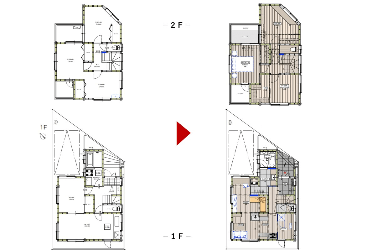 【1516万円（税別）／木造2階建て】戸建てのフルリノベーション事例③（間取り）