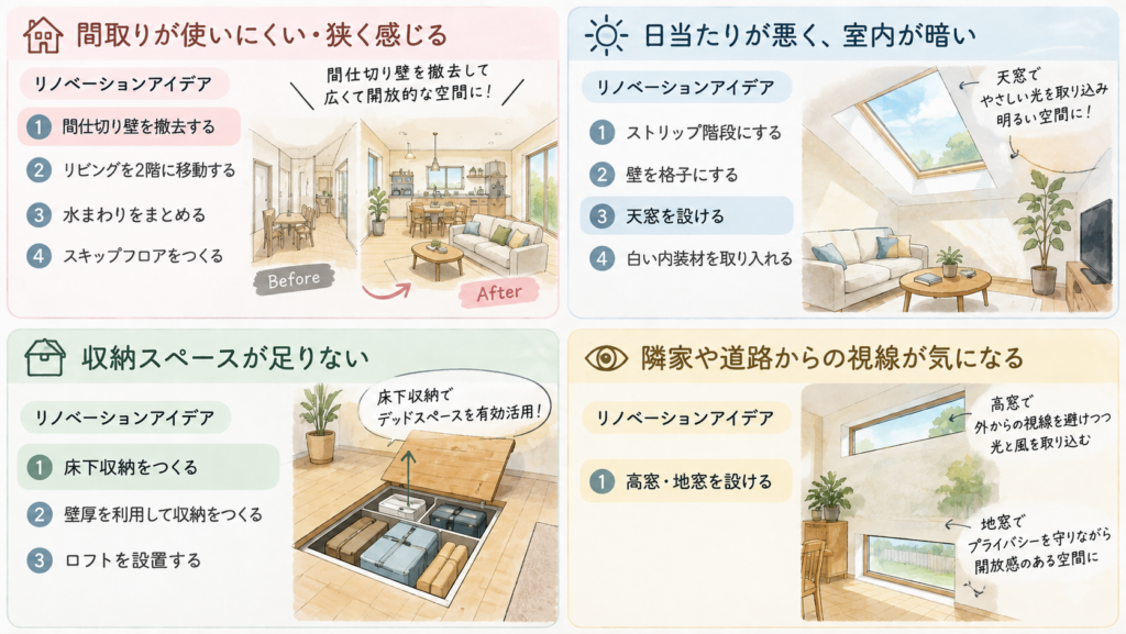 8坪 リノベーション（悩み＆アイデア早見表）