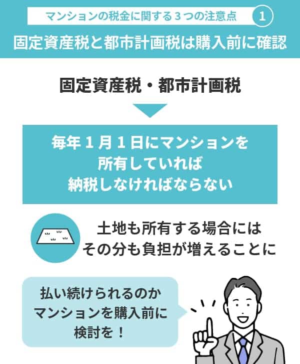 マンションの税金に関する注意点1｜住み続ける限り必要な固定資産税と都市計画税は購入前に確認