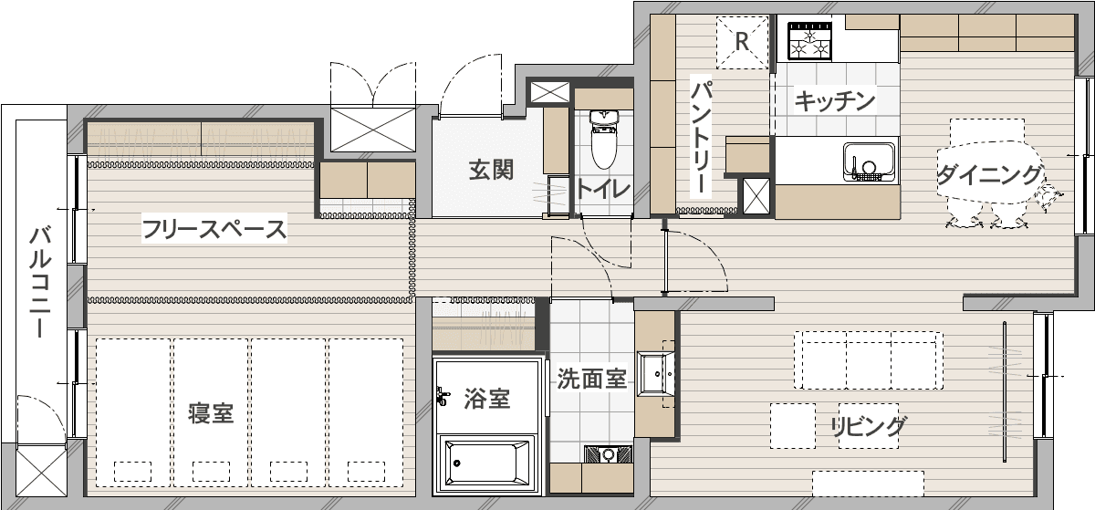 広々スペースと将来の余白を持った間取り