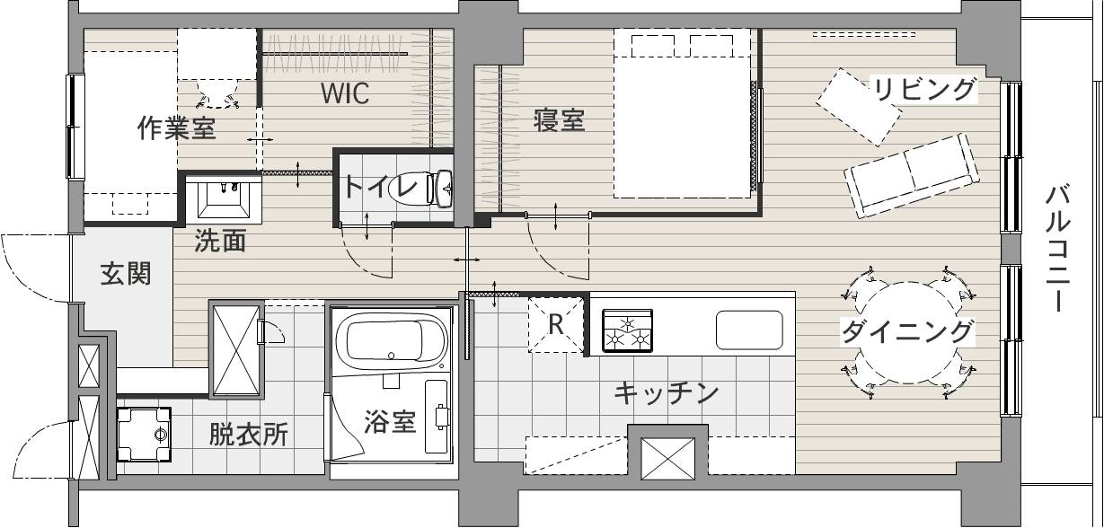 必要な機能を凝縮した4人家族の住まい