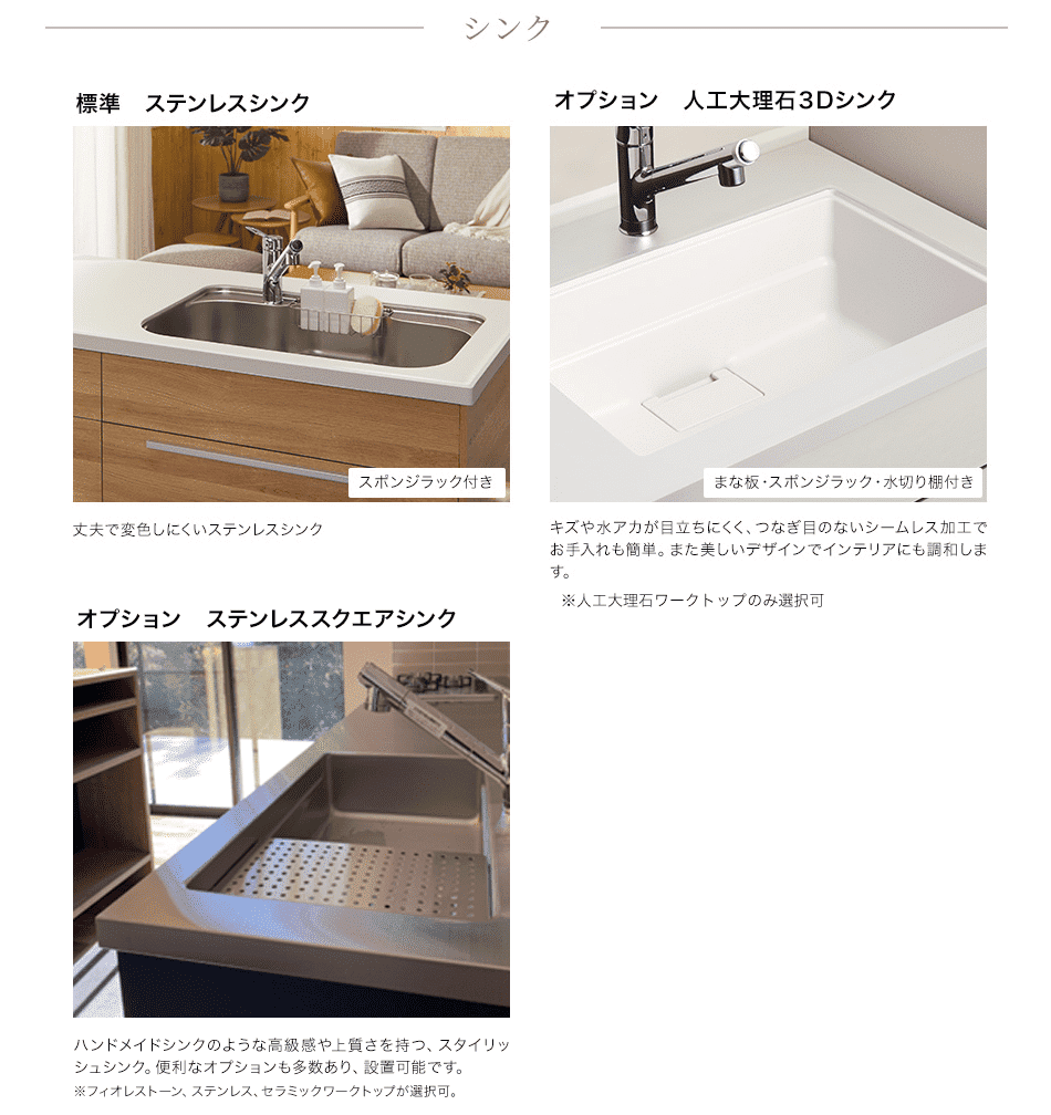 セレクトVプランの特徴②掃除しやすいシンク
