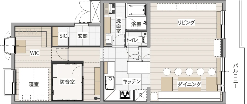 ライフスタイルの共通の価値観を組み込んだ間取り