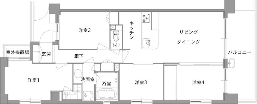 4人暮らし｜LDKを広々と確保しつつ個の空間も計画