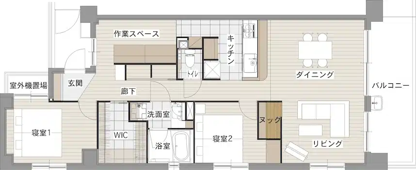 4人暮らし｜LDKを広々と確保しつつ個の空間も計画