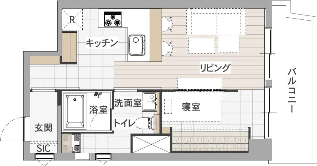 ① 壁で仕切らず、光と風が通る余白をつくる