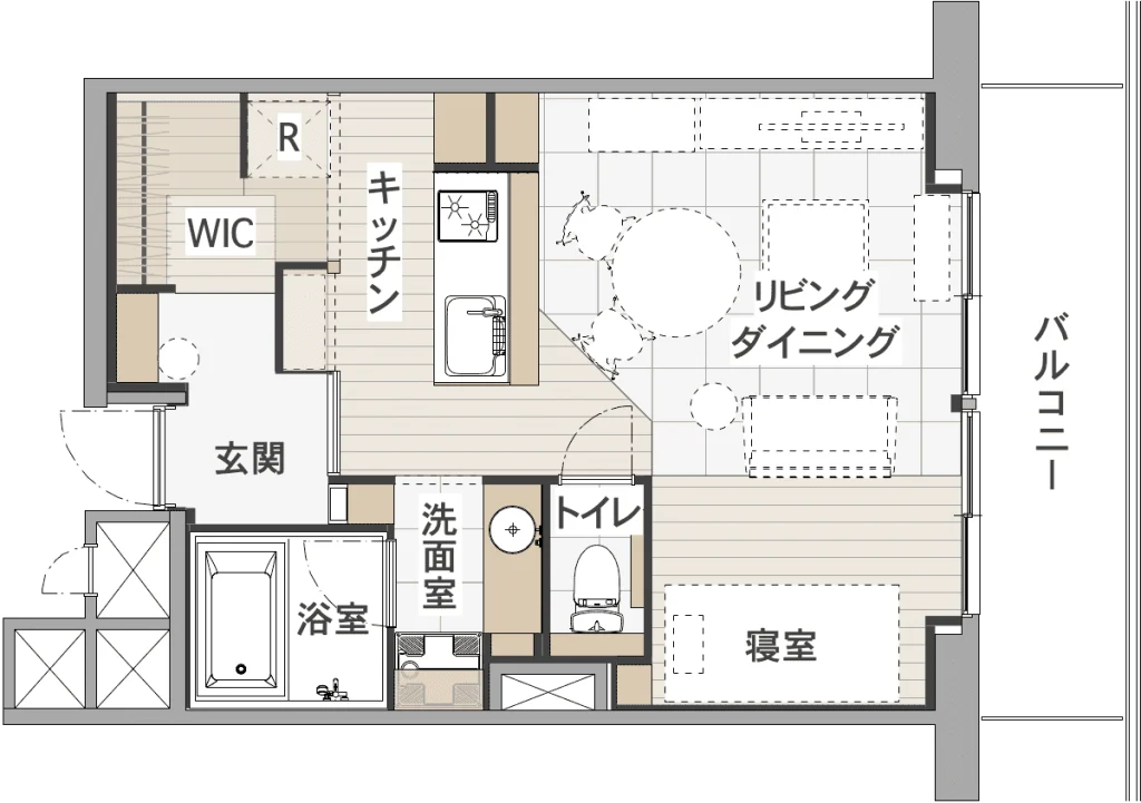 ① 壁で仕切らず、光と風が通る余白をつくる