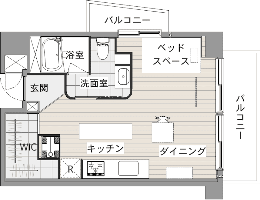 ① 壁で仕切らず、光と風が通る余白をつくる