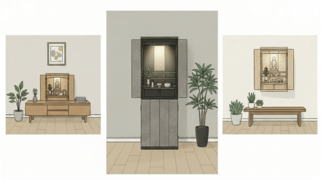 マンション向きの主な仏壇タイプ